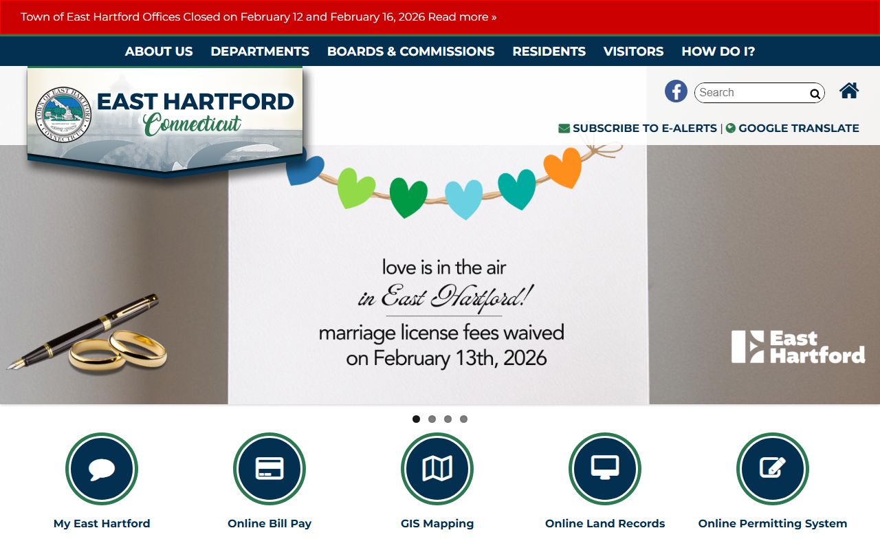 Town of East Hartford official website with local government services