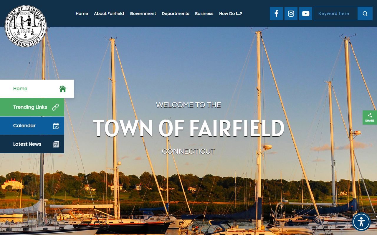 Fairfield Town website showing local resources for record searches