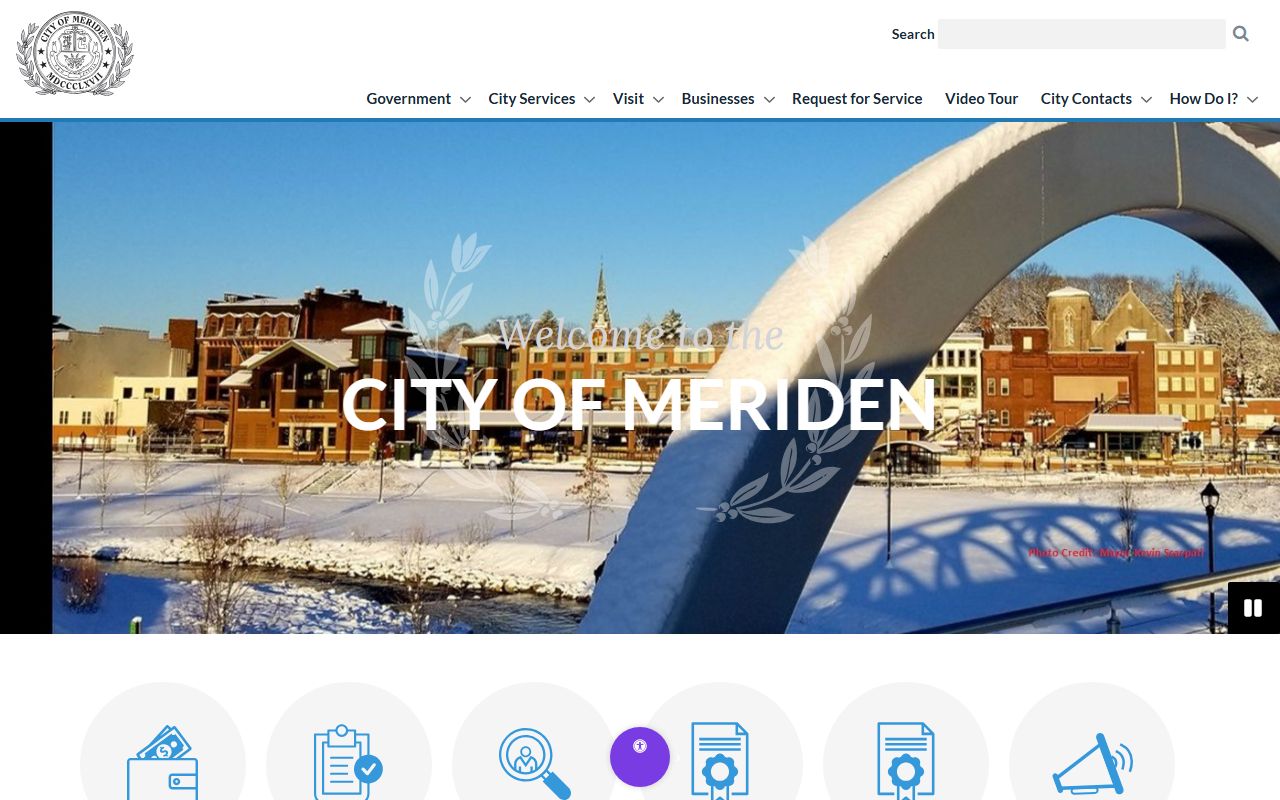 City of Meriden official website showing local government resources and services