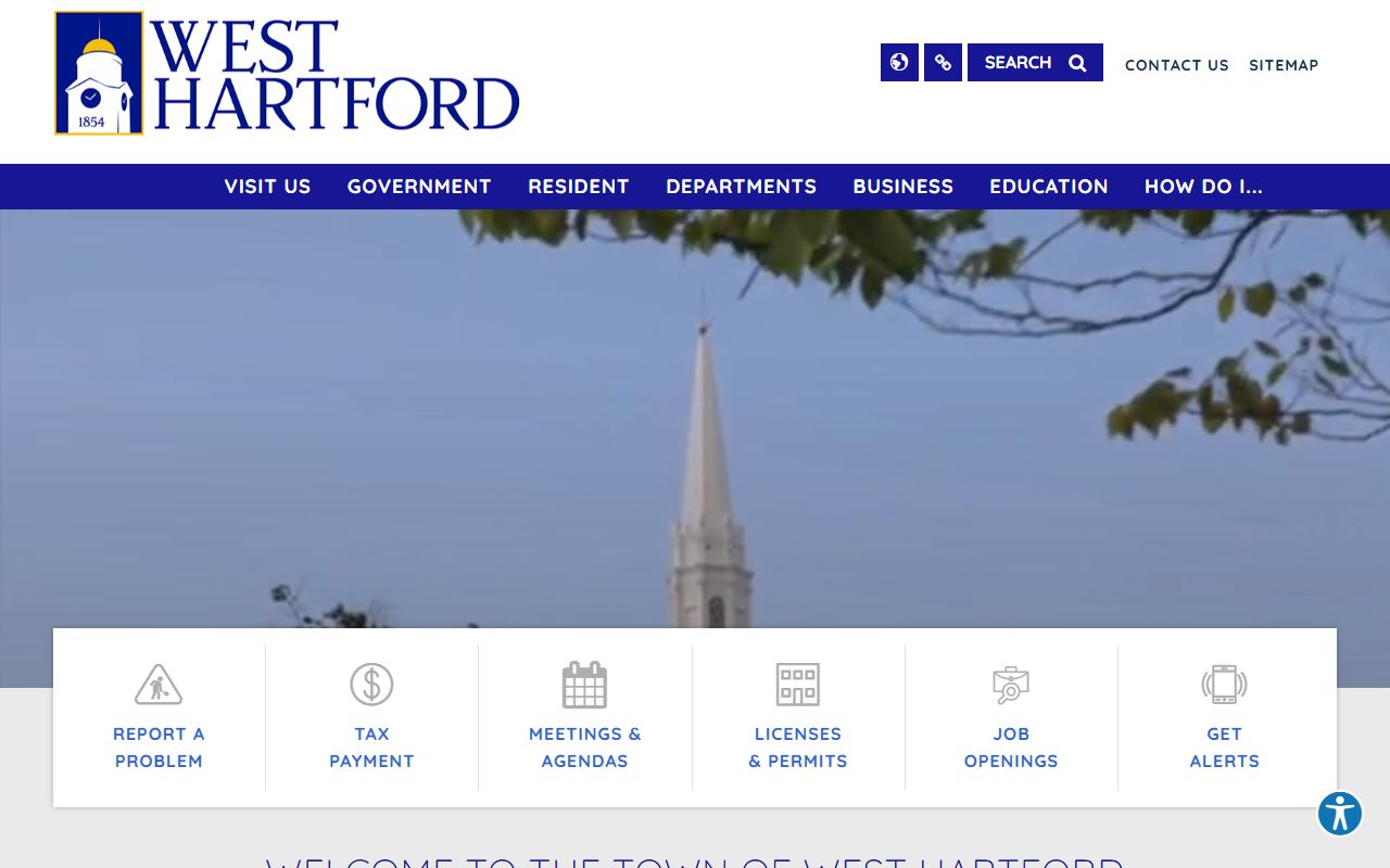 Town of West Hartford official website with local government services and community resources